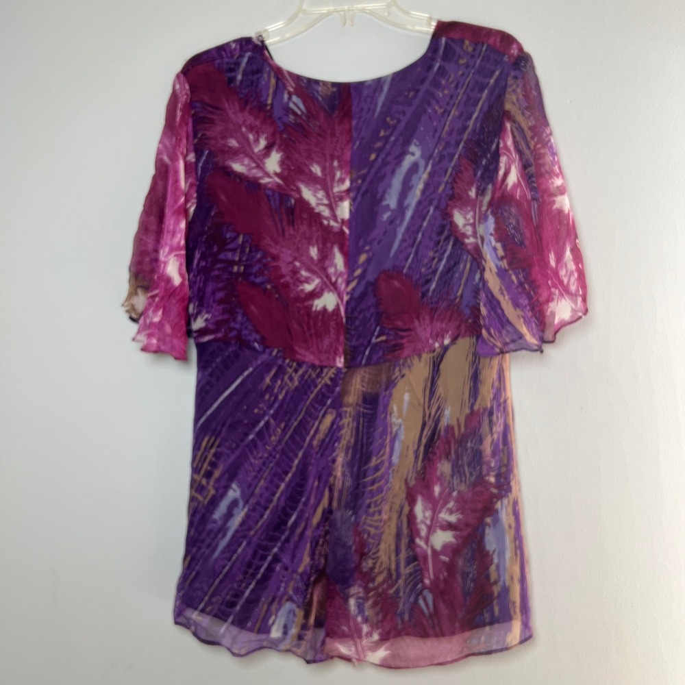 AMERICAN GLAMOUR BADGLEY‎ MISCHKA Babydoll Silk Tunic Top Large Dark Fairy Y2K - Picture 2 of 6